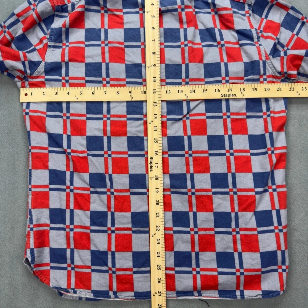 J.Crew Mens Classic Fit Chamois-Flannel Workshirt Checkmate Red Blue Mens Medium